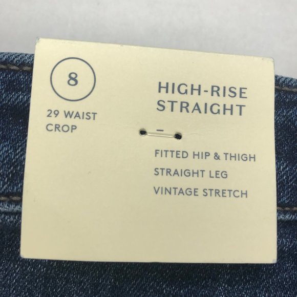 Universal Thread Women's 8 Crop High Rise Straight Dark Wash Blue Jeans New - Picture 5 of 15